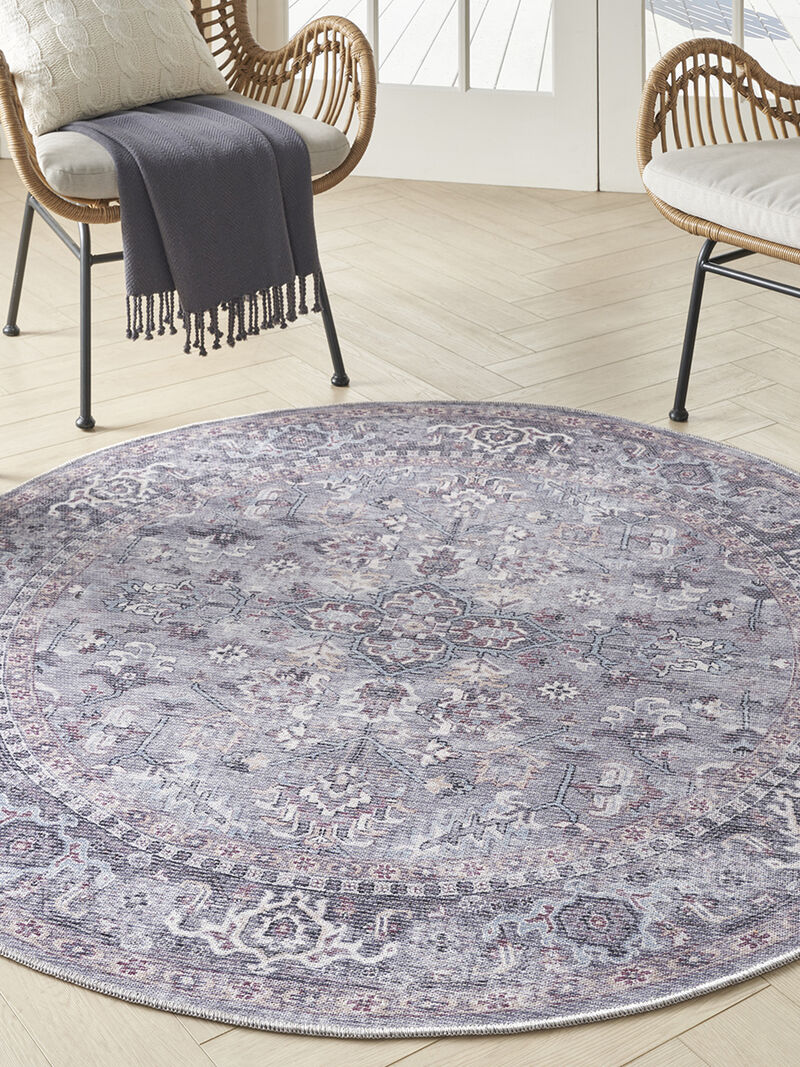Machine Washable Series 1 SR104 Gray 5'3" x Round Rug