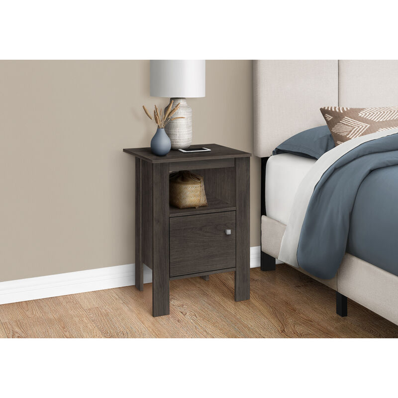 Monarch Specialties I 2145 Accent Table, Side, End, Nightstand, Lamp, Storage, Living Room, Bedroom, Laminate, Brown, Transitional