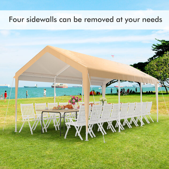 Portable 10x20 Heavy Duty Carport Shelter with Removable Sidewalls