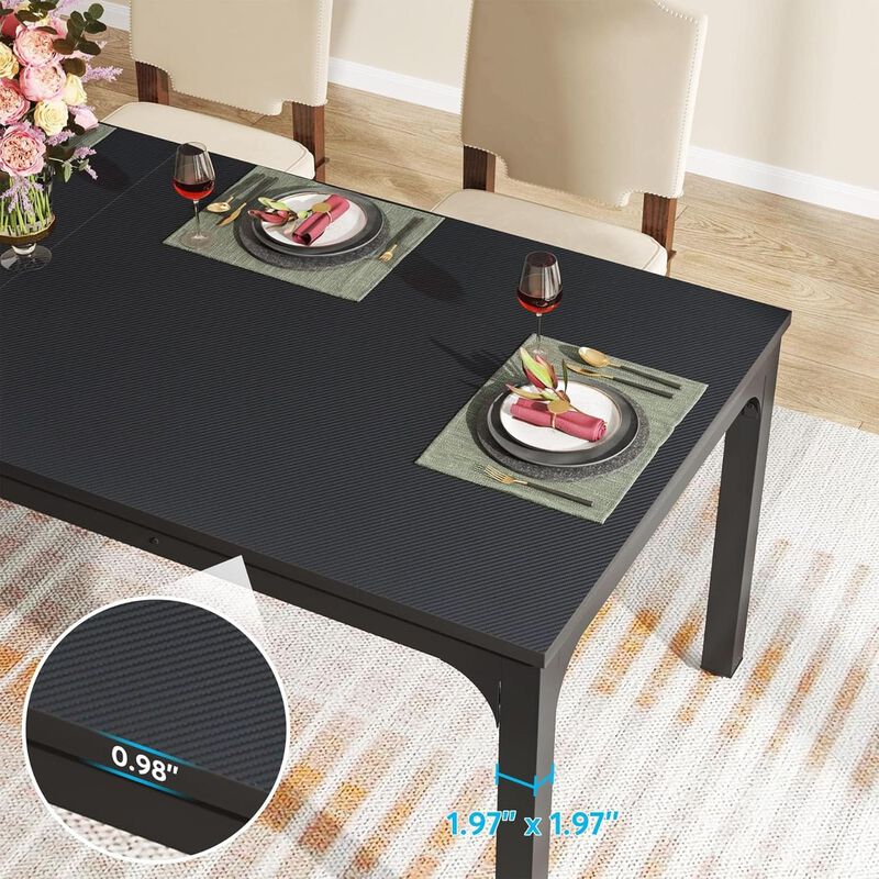 ShipItFurniture Black 78" Rectangular Dining Table, Seats 6&ndash;8 image number 5