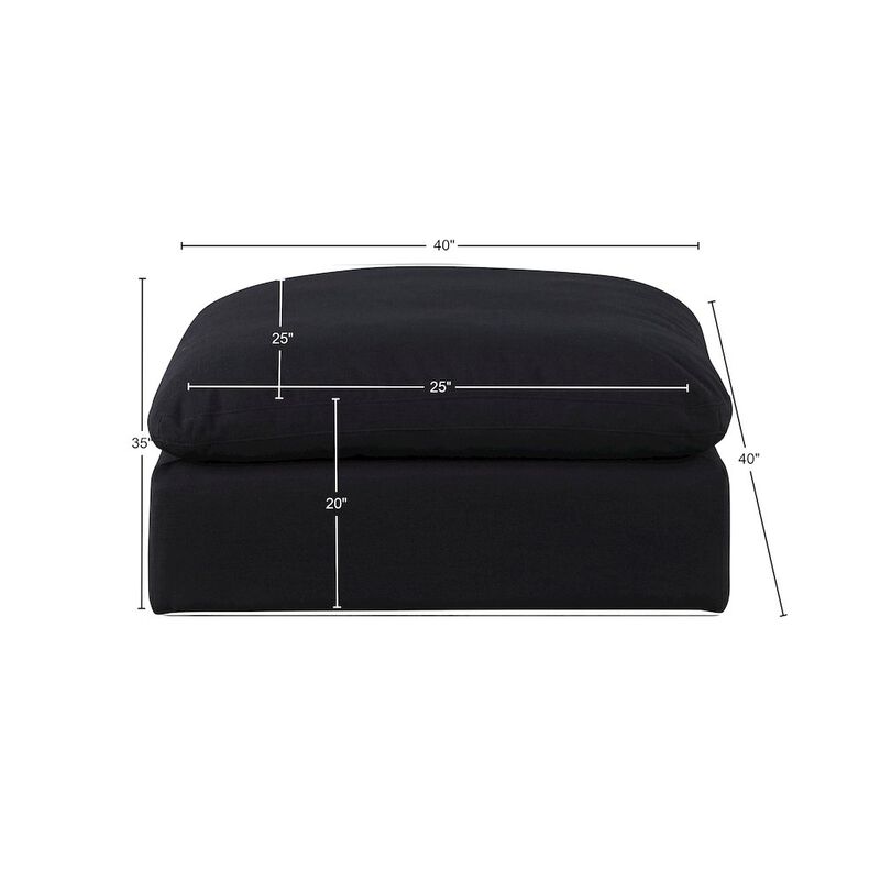 Meridian Furniture Comfy Black Linen Textured Fabric Modular Ottoman