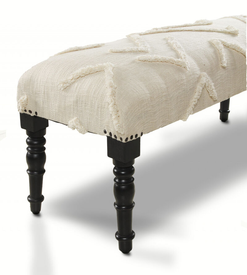 Fashionable Upholstered Bench &ndash; Decorative Abstract Fabric with Wood Support