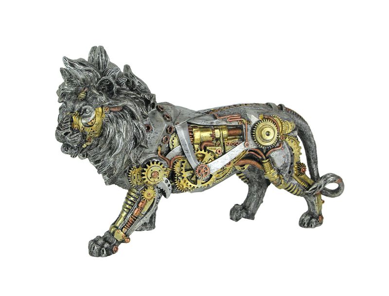 Mechanical Steampunk Cyborg African Lion Statue image number 0