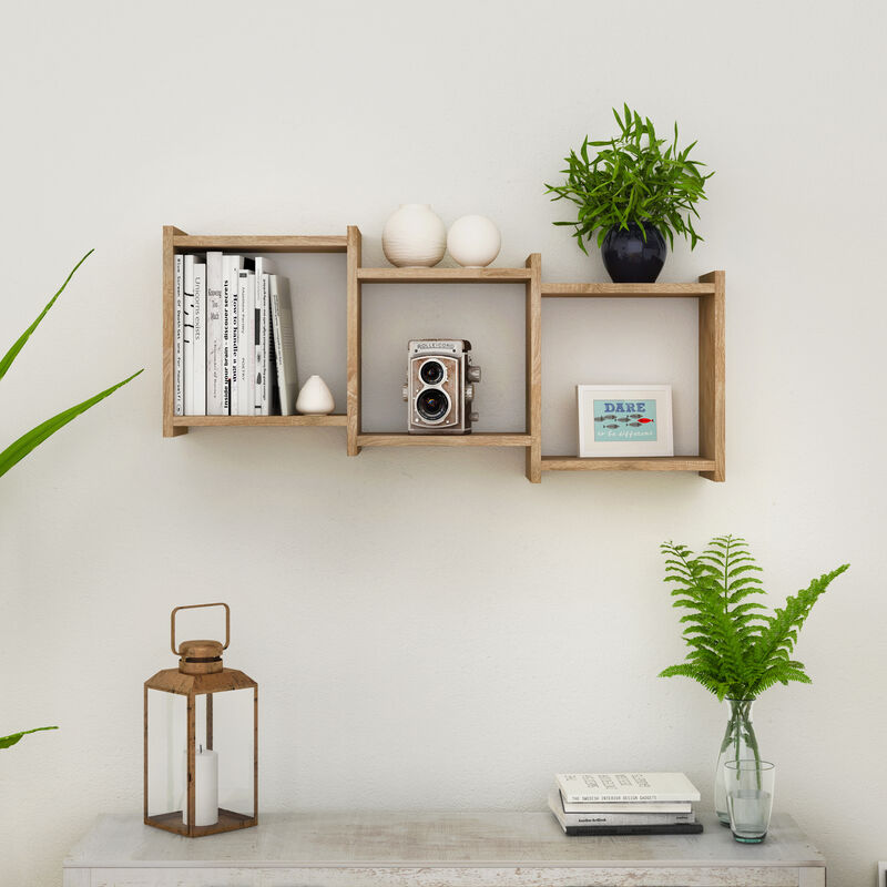 3-Cube Floating Decorative Organizer Wall Shelf with Ledges