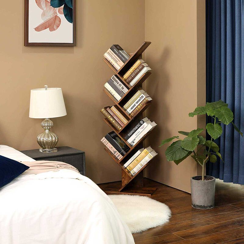 9-Tier Vertical Tree Bookcase &ndash; Space-Saving Freestanding Bookshelf for Bedroom, Study or Reading Nook