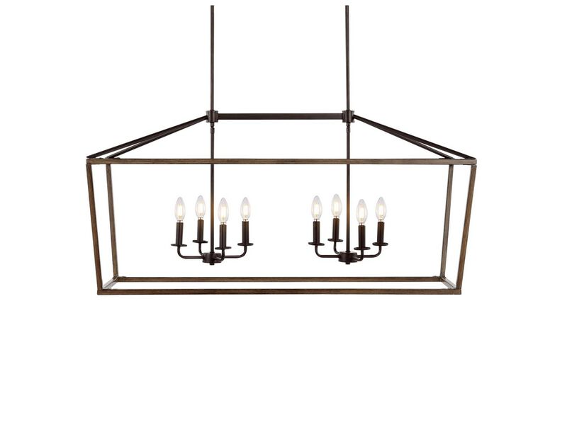 Oriana 8-Light Iron Farmhouse Industrial Lantern LED Pendant