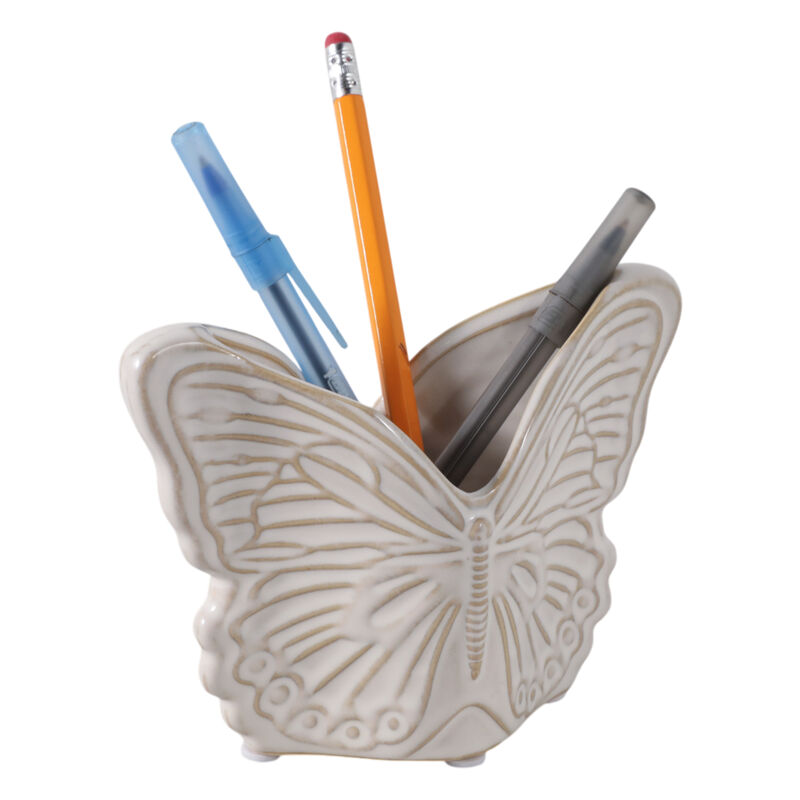 5" Butterfly Pencil Cup, Ivory image number 1