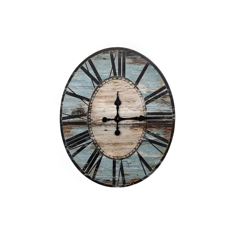 Oversized Parisian Wood Wall Clock – Distressed Finish for Rustic and Farmhouse Style