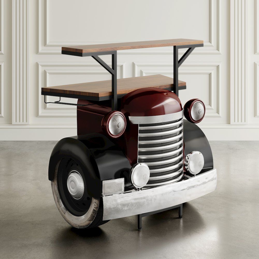 Jofran Glory Days Woody Vintage Car Console Table Home Bar