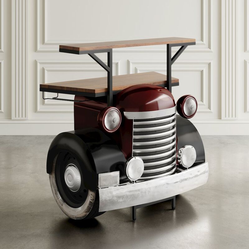 Jofran Glory Days Woody Vintage Car Console Table Home Bar