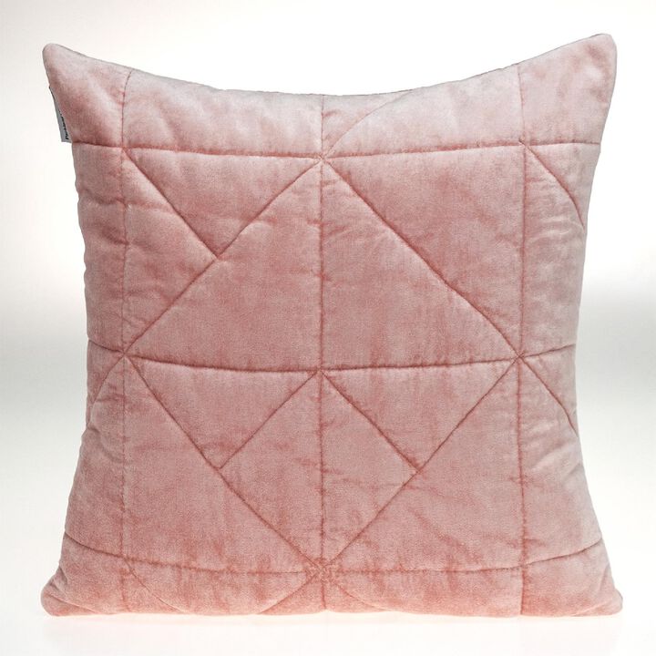 20" Pink Quilted Triangles and Diamonds Square Throw Pillow
