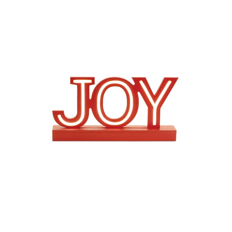 Light-Up Holiday Tabletop Signs Set of 2 with Joy and Merry Lettering