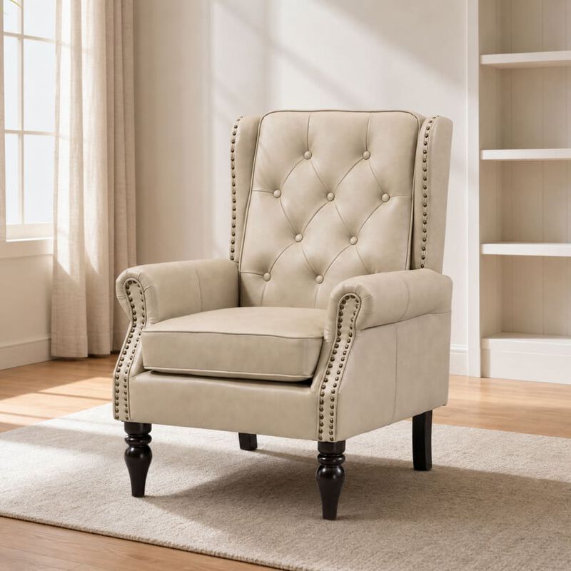 GOODSILO Modern Wood Frame Upholstered Armchair Comfortable Accent Lounge Chair for Living Room Bedroom Small Space Use image number 3