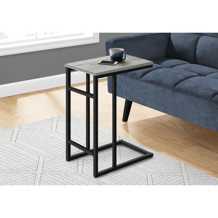 Accent Table, C-shaped, End, Side, Snack, Living Room, Bedroom, Grey Laminate