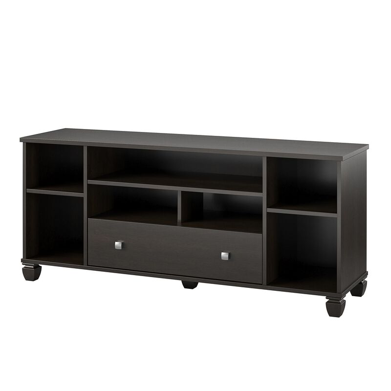 Ameriwood Home Brett TV Stand for TVs up to 64" with 7 Open Shelves and 1 Drawer, Espresso image number 7