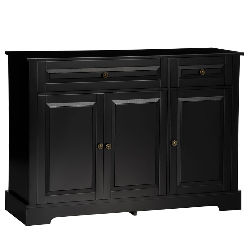 HOMCOM Sideboard Buffet Cabinet, Modern Kitchen Cabinet with 2 Drawers and Adjustable Shelves, Coffee Bar Cabinet, Black