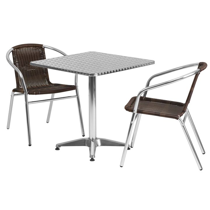 27.5SQ Aluminum Table/2 Chairs