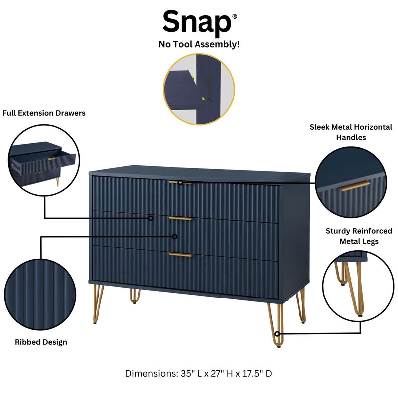 Dumbo Dresser and 2-Drawer Nightstand Set in Blue image number 6