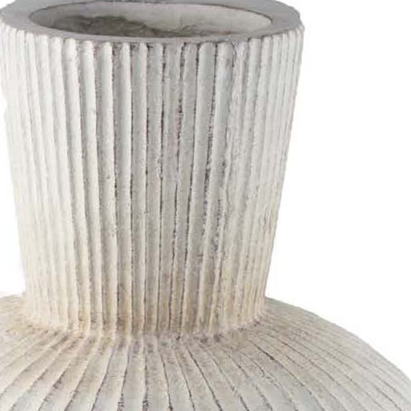 Gany Decorative Vase, Spherical Bottom, 22 Inch Weathered White Resin