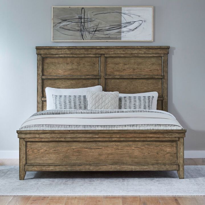 Liberty Furniture Carolina Park King Panel Bed Transitional  - Amber Brown