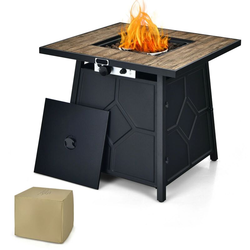 Mondawe 28" Fire Pit Table, 40K BTU, Cover & Lava Rocks, CSA Certified