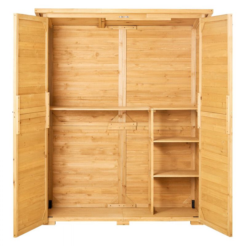 Waterproof Garden Storage Shed with Wood Panels and Metal Structure for Tools