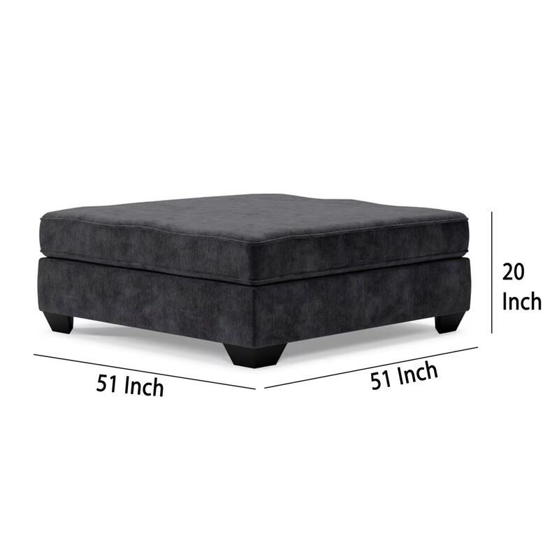 Lavie Square Oversized Accent Ottoman, Charcoal Gray Polyester 51 Inch