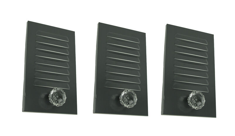 Grey Metal Locker Panel with Acrylic Door Knob Wall Hook Plaques Set of 3 image number 0