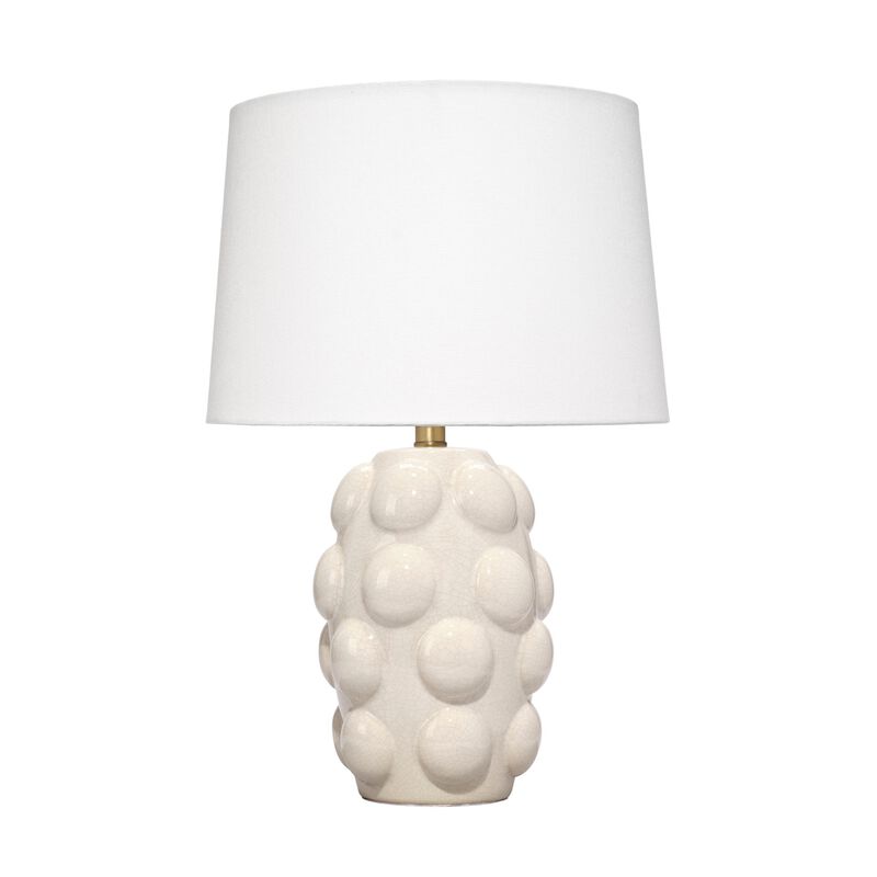 Lizy Accent Table Lamp, White Linen Shade, Bubble Ceramic Base 20 Inch