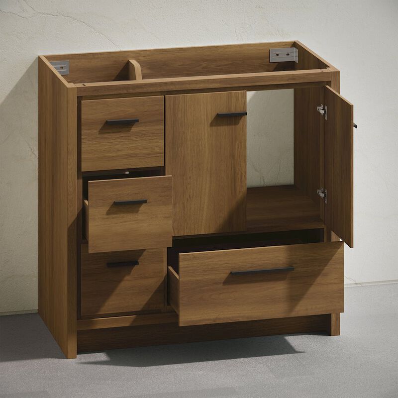 Virage 36" Freestanding Bathroom Vanity in Brown Oak without Sink Top image number 5