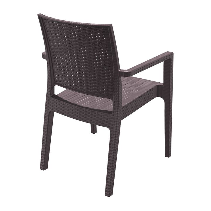 34" Gray Wickerlook Patio Stackable Dining Chair