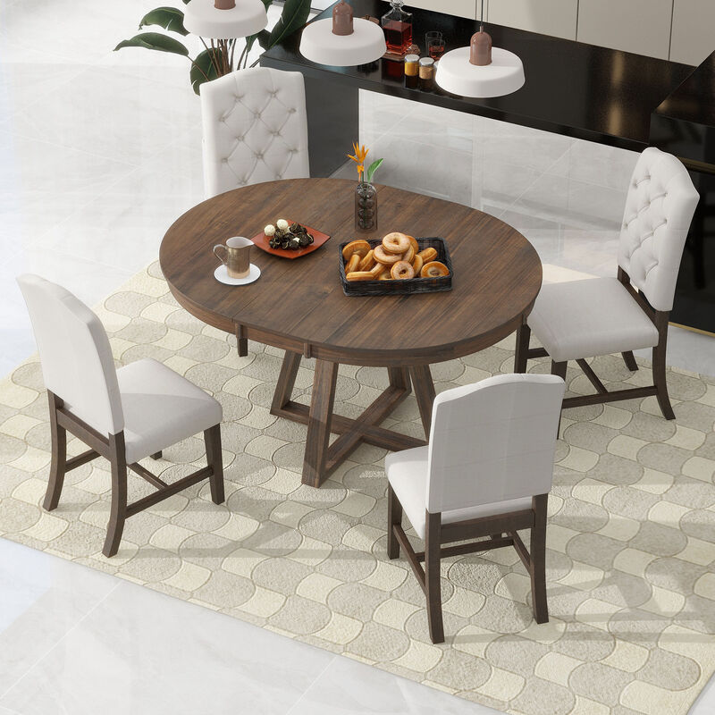 Merax 5-Piece Retro Functional Dining Set image number 2