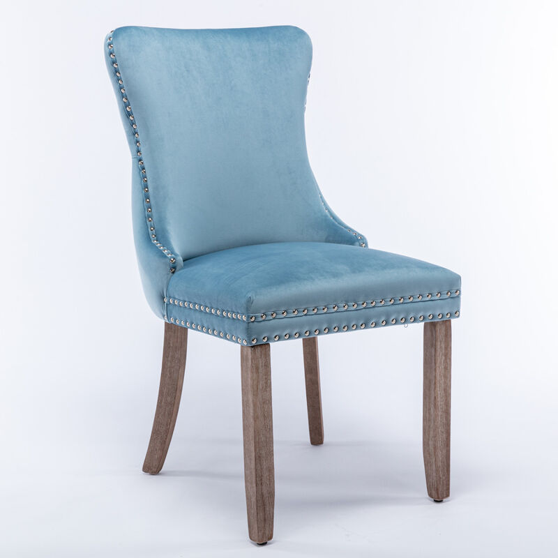 Streamdale Set of 2 Light Blue Wingback Dining Chairs image number 2