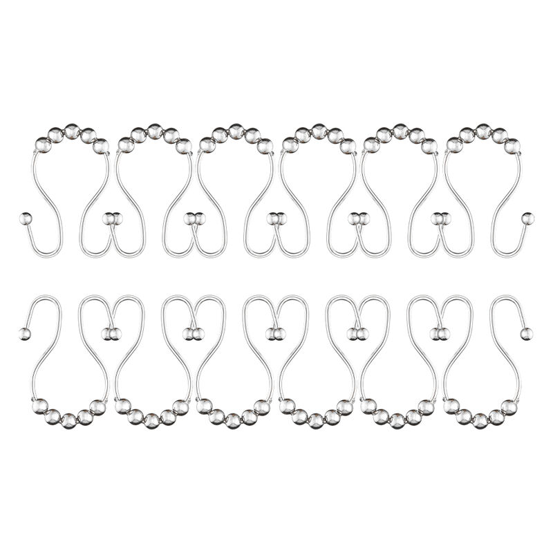 Stainless Steel Double Shower Curtain Hooks, Set of 12 image number 4