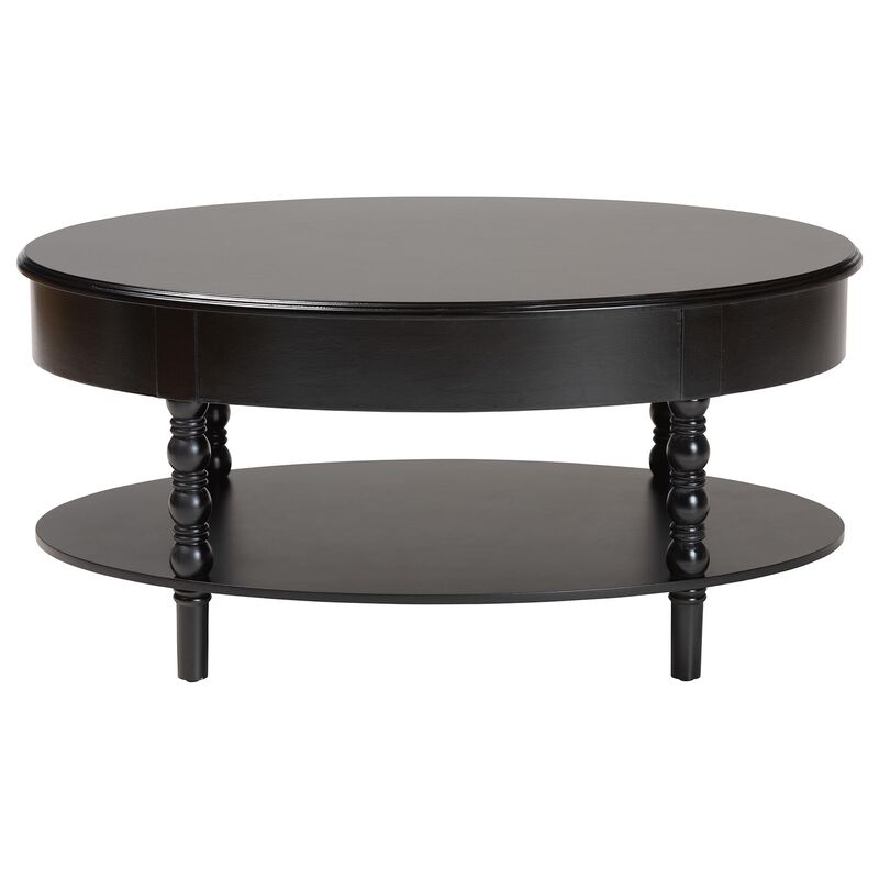 Baxton Studio Malinda Classic Black Wood 1 Drawer Coffee Table with Spindle Legs