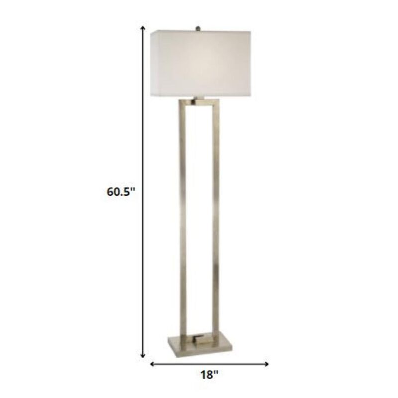 Hivvago 61" Nickel Traditional Shaped Floor Lamp With White Rectangular Shade