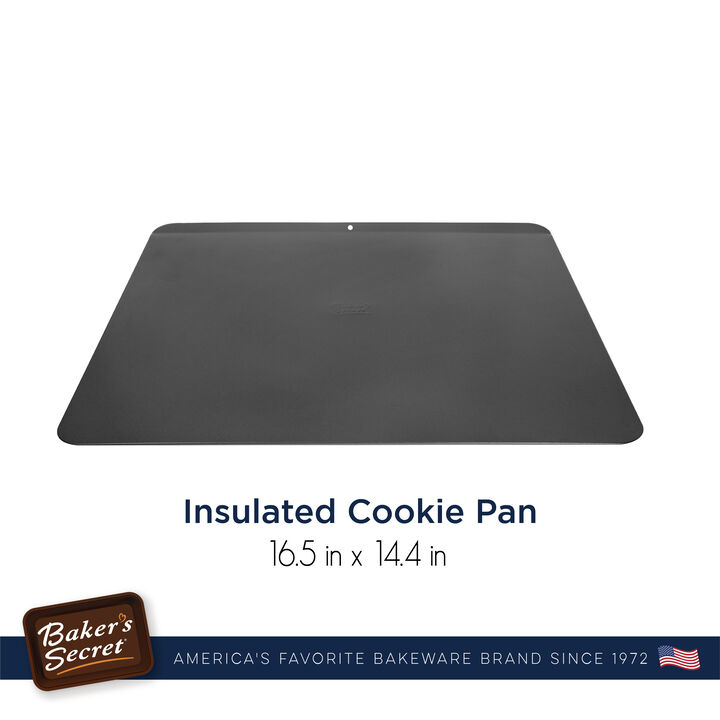 Baker's Secret Insulated Cookie Sheet, 16" , Thick Carbon Steel, Nonstick Coating, Kitchen Essentials, Dark Gray