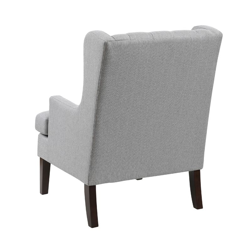 Hosanna Accent Wing Armchair, Button Tufted Light Gray Polyester