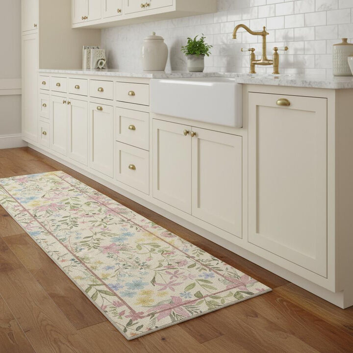 HomeRoots Floral Washable Area Rug