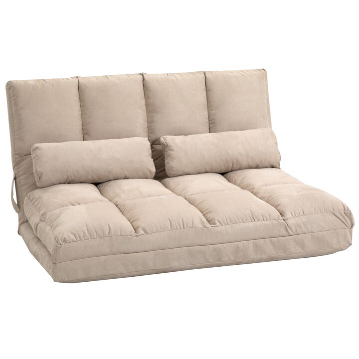 Beige Convertible Seating: Folding Sofa Bed with Metal Frame 40.25" L