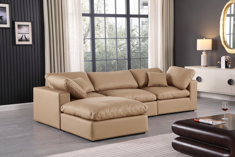 Meridian Furniture Comfy Tan Vegan Leather Modular Sectional