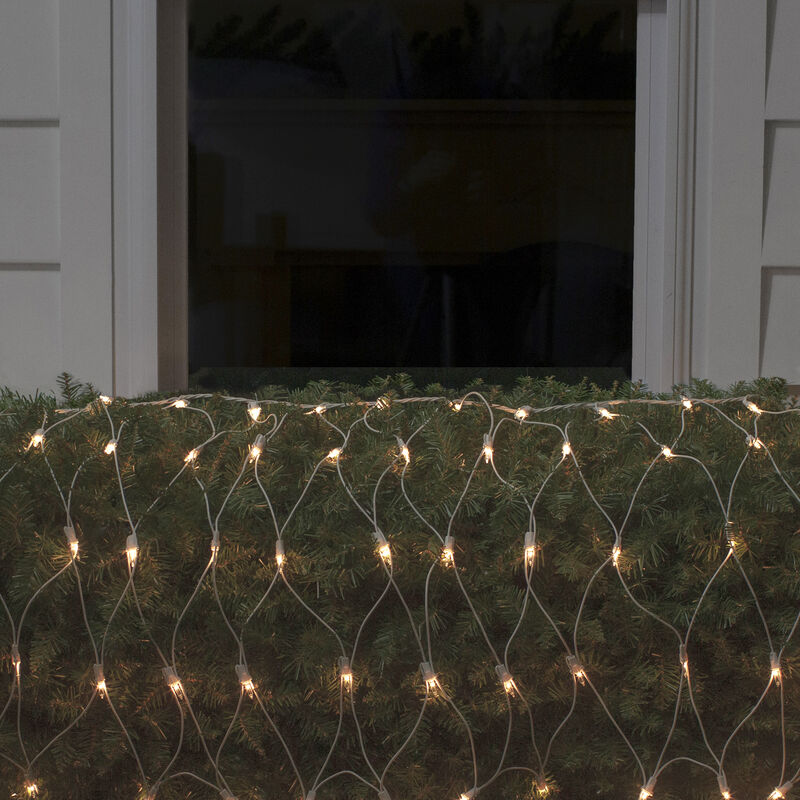 2' x 8' Clear Mini Net Style Column Christmas Lights  White Wire image number 2