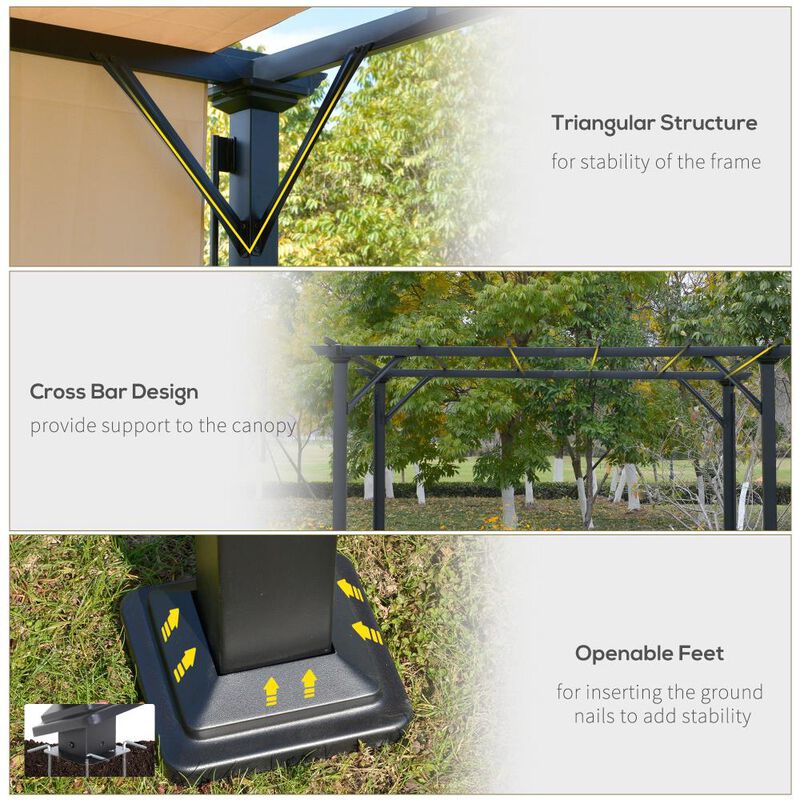 Hivvago Patio Canopy 12' x 10' with Retractable Roof image number 4