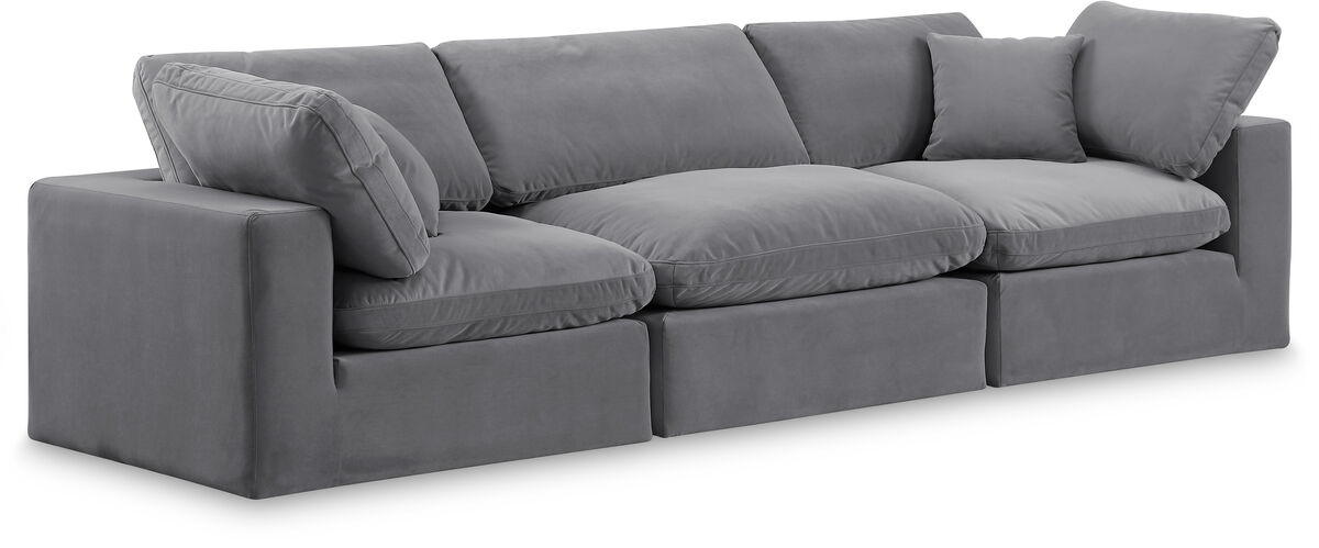 Meridian Furniture Comfy Grey Velvet Modular Sofa