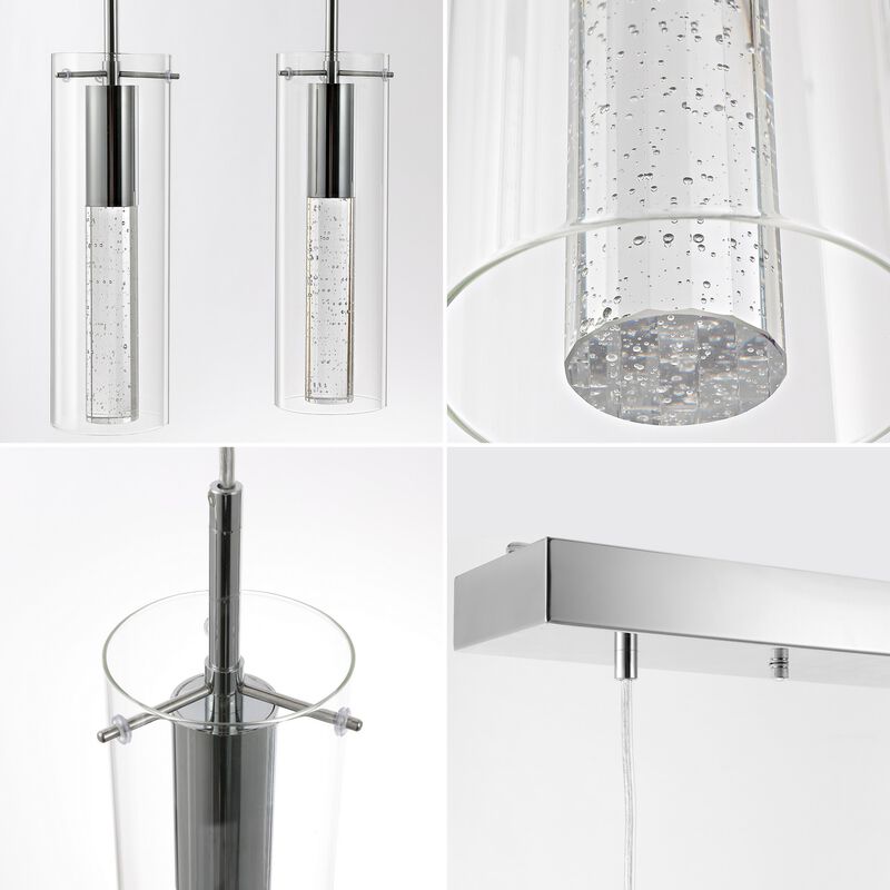 Mium 29.5" 4-Light Modern Style Iron/Crystal/Glass Integrated LED Linear Pendant