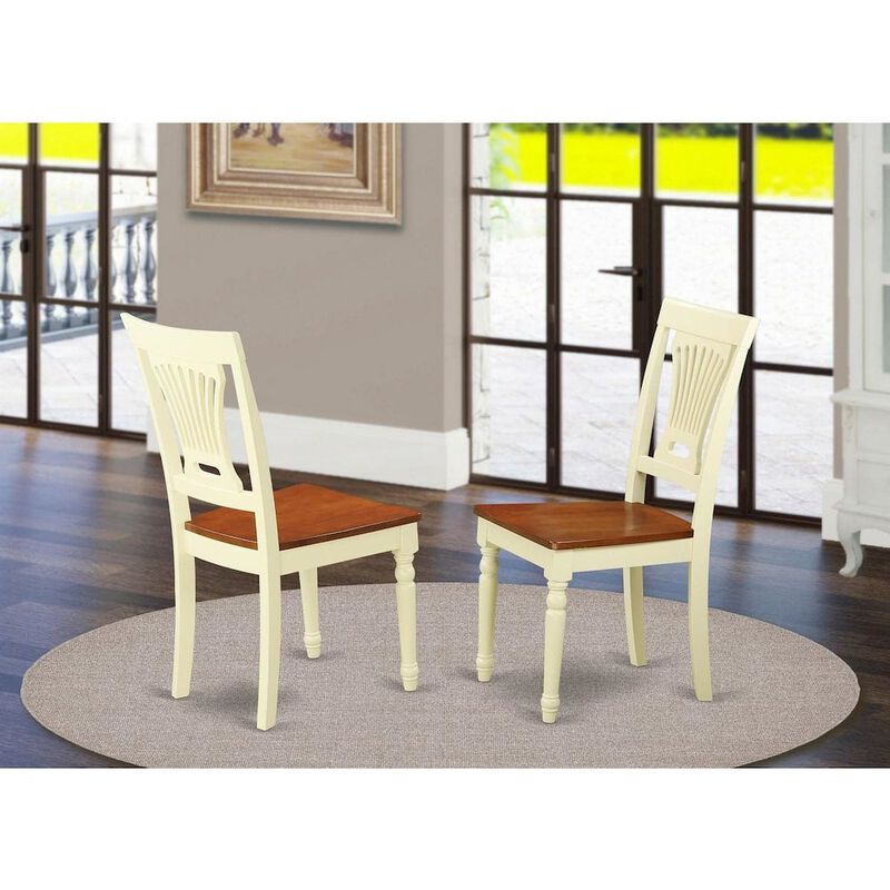 Plainville Kitchen dining Chair Wood Seat - Buttermilk and Cherry Finish, Set of 2