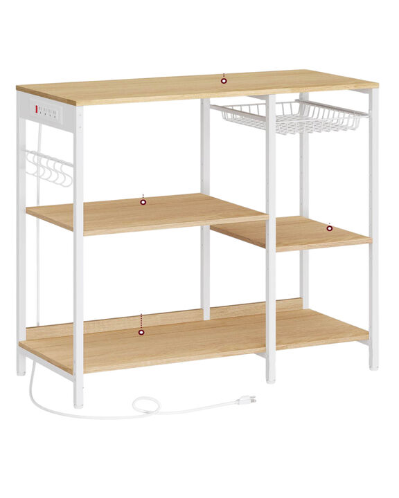 Bakers Rack with Charging Station and Power Outlet Shelf