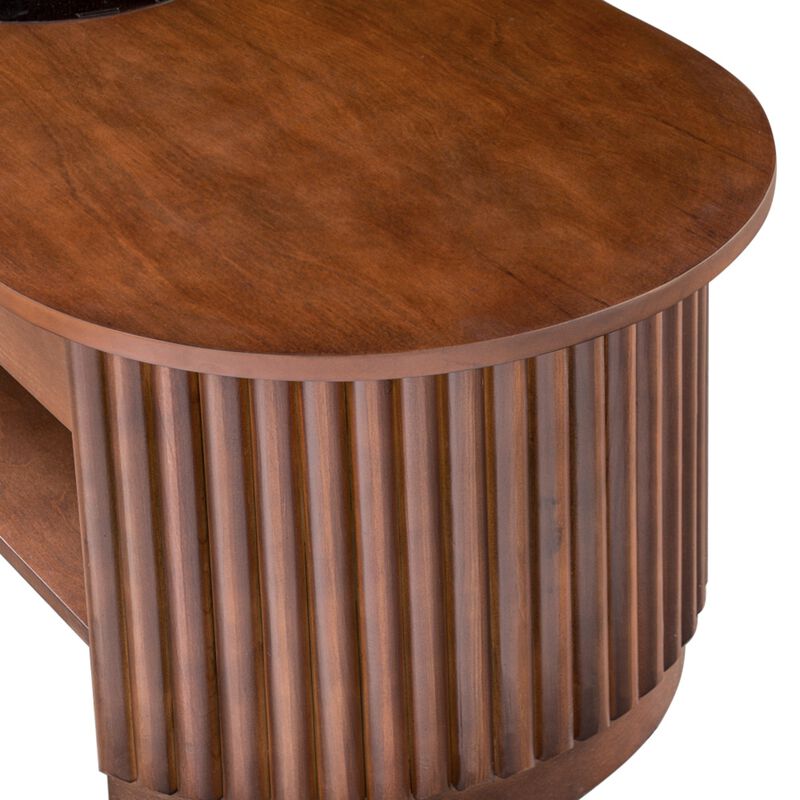Dodril Mid‑Century Modern Fluted Oval Coffee Table image number 4
