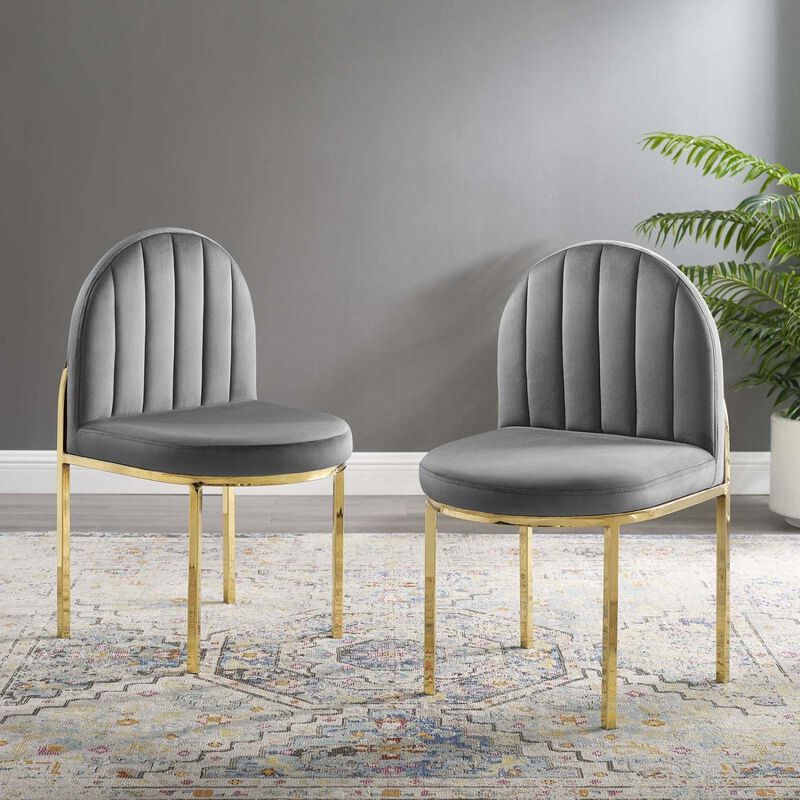 Modway Isla Dining Chair, Set of 2, Gold Gray