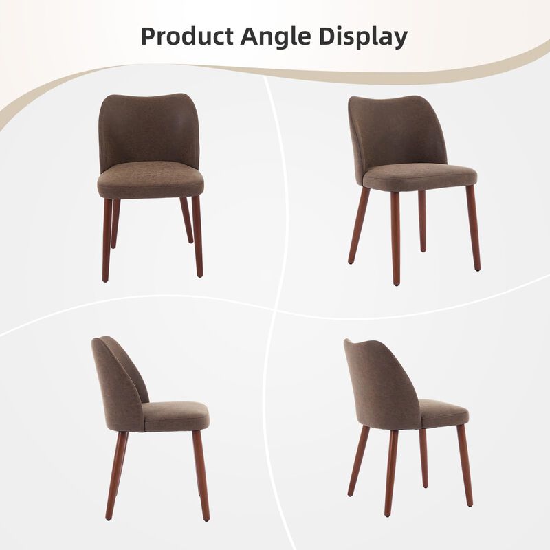 2 Pack Modern Wingback Dining Chairs, Linen Fabric Thick Cushion High Back Chairs with Rubberwood Legs for Home Dining Use image number 3